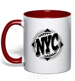 Mug with a colored handle Statue of Liberty light-pink фото