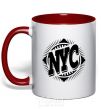 Mug with a colored handle NYC red фото