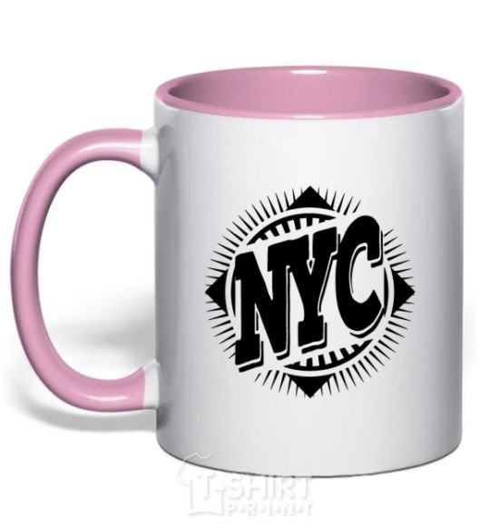 Mug with a colored handle NYC light-pink фото