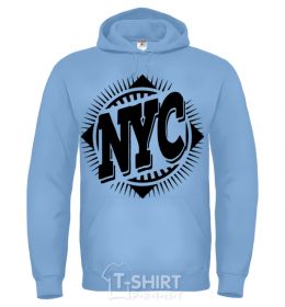 Men`s hoodie NYC sky-blue фото