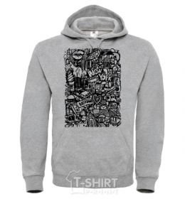 Men`s hoodie NY print sport-grey фото