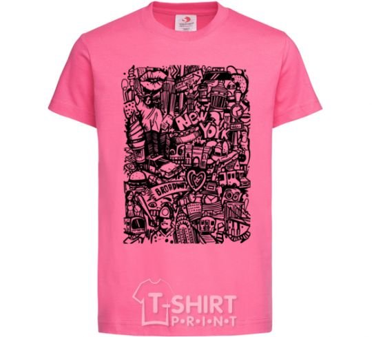 Детская футболка NY print Ярко-розовый фото