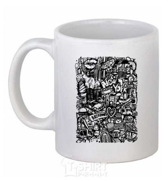 Ceramic mug NY print White фото