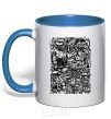 Mug with a colored handle NY print royal-blue фото