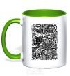 Mug with a colored handle NY print kelly-green фото