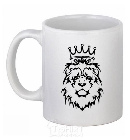 Чашка керамическая Лев король V.1 Белый фото