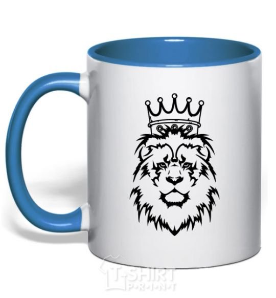 Чашка с цветной ручкой Лев король V.1 Ярко-синий фото