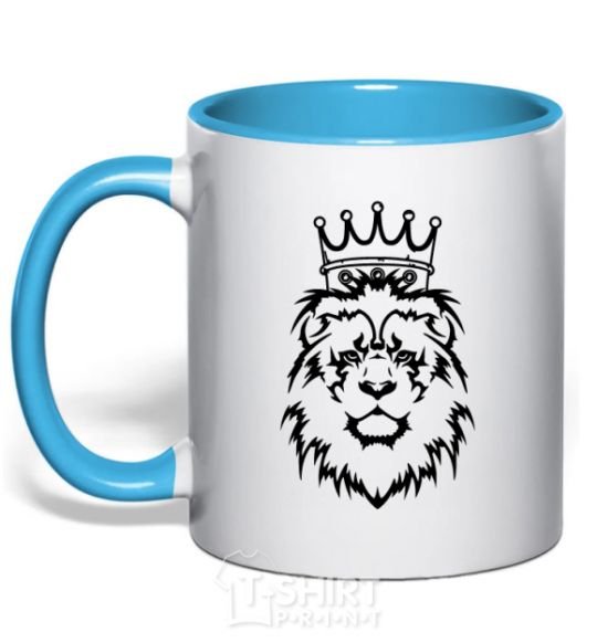 Чашка с цветной ручкой Лев король V.1 Голубой фото