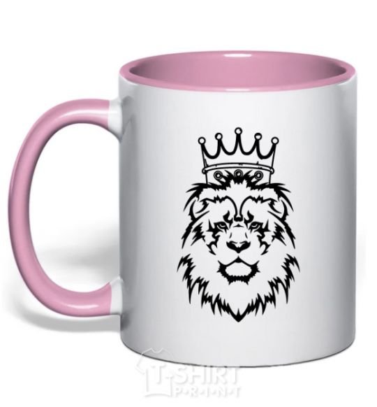 Чашка с цветной ручкой Лев король V.1 Нежно розовый фото