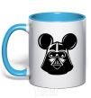 Mug with a colored handle Darth Mouse sky-blue фото