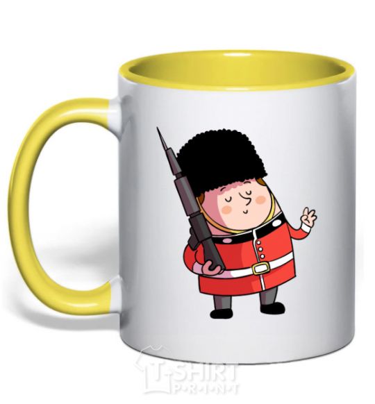 Mug with a colored handle The Queen's Guardsman yellow фото