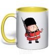 Mug with a colored handle The Queen's Guardsman yellow фото