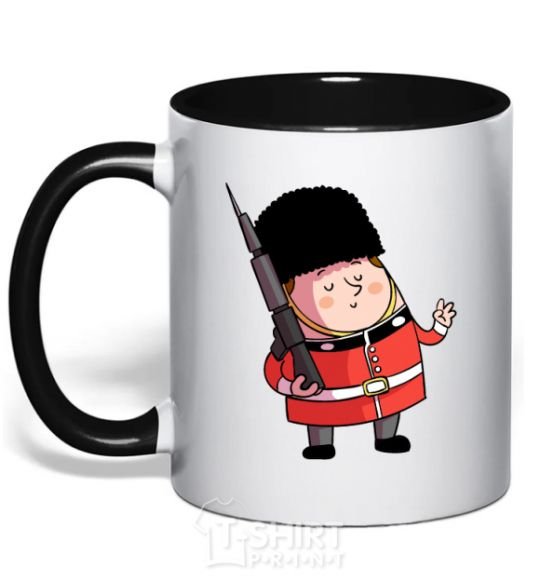 Mug with a colored handle The Queen's Guardsman black фото