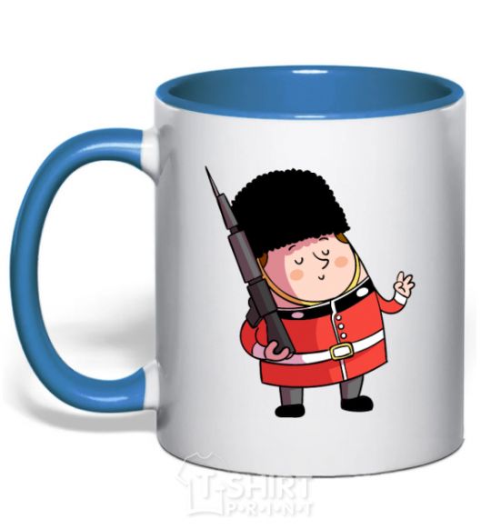 Mug with a colored handle The Queen's Guardsman royal-blue фото