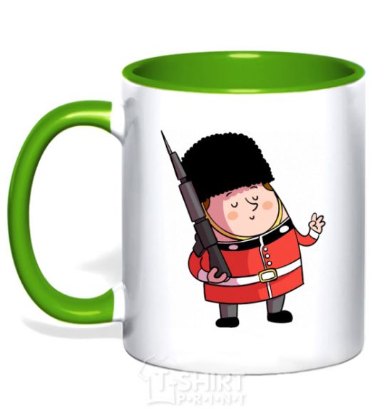Mug with a colored handle The Queen's Guardsman kelly-green фото