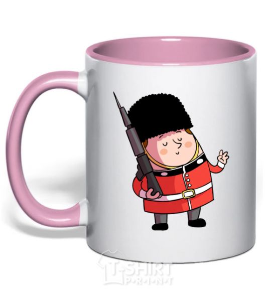 Mug with a colored handle The Queen's Guardsman light-pink фото