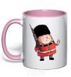 Mug with a colored handle The Queen's Guardsman light-pink фото
