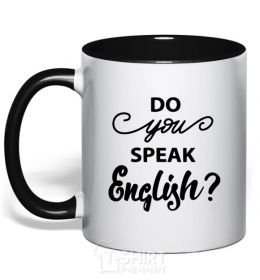 Mug with a colored handle Do you speak english black фото