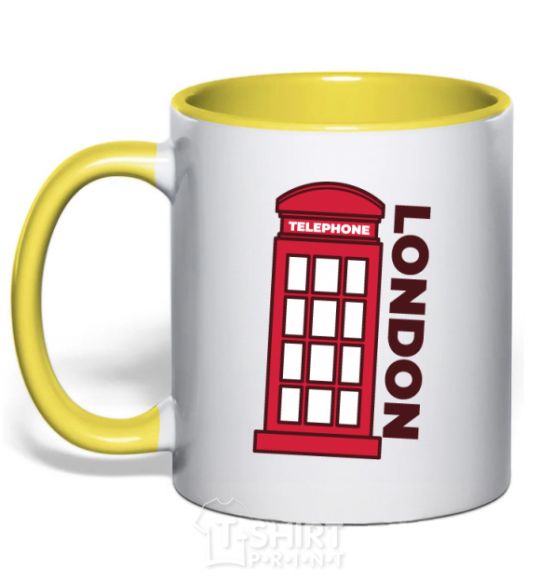 Mug with a colored handle London yellow фото