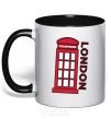 Mug with a colored handle London black фото