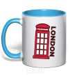 Mug with a colored handle London sky-blue фото