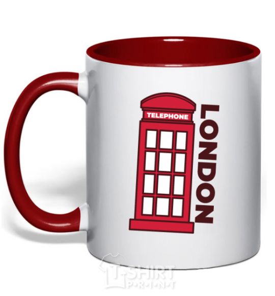 Mug with a colored handle London red фото