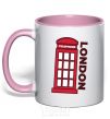 Mug with a colored handle London light-pink фото