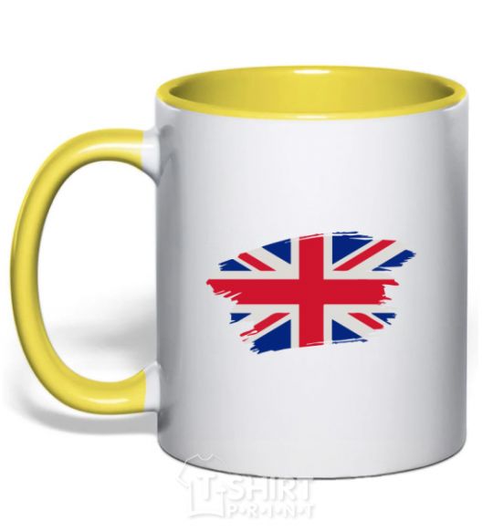 Mug with a colored handle The flag of England yellow фото