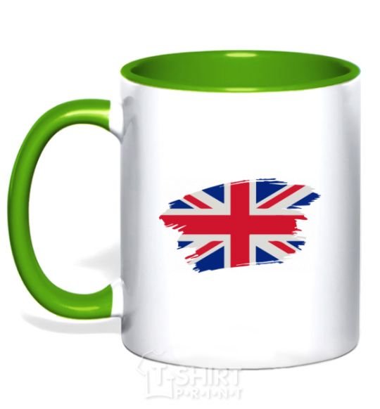 Mug with a colored handle The flag of England kelly-green фото