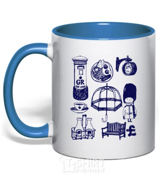Mug with a colored handle Set England royal-blue фото