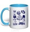 Mug with a colored handle Set England sky-blue фото