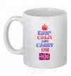 Ceramic mug Keep calm and carry on England White фото