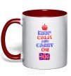 Mug with a colored handle Keep calm and carry on England red фото