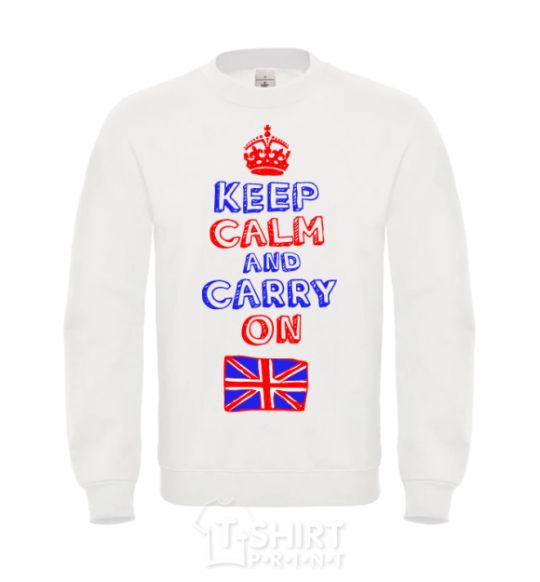 Sweatshirt Keep calm and carry on England White фото