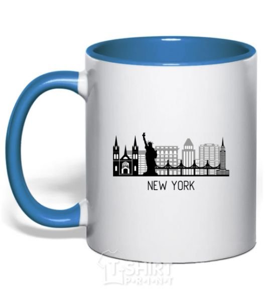 Чашка с цветной ручкой Архитектура Нью Йорка Ярко-синий фото