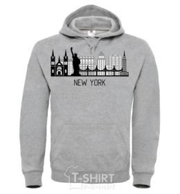 Men`s hoodie New York architecture sport-grey фото