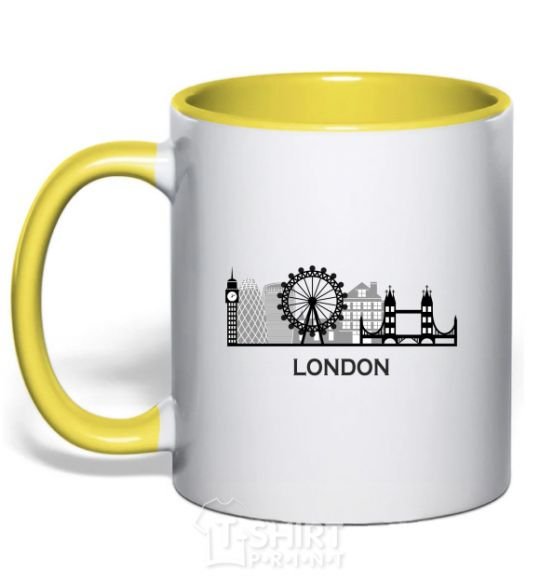 Mug with a colored handle London architecture yellow фото