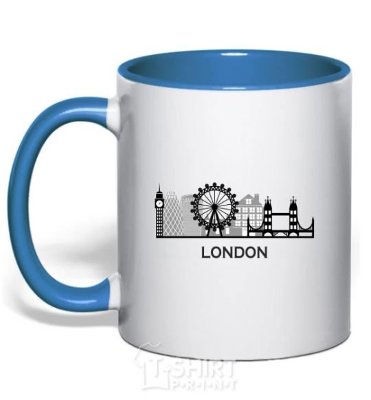 Mug with a colored handle London architecture royal-blue фото