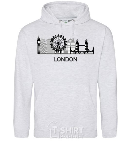 Мужская толстовка (худи) Архитектура Лондона Серый меланж фото