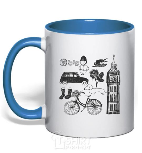 Mug with a colored handle London tower royal-blue фото