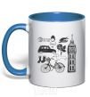 Mug with a colored handle London tower royal-blue фото