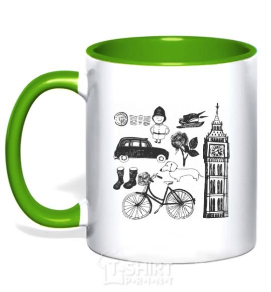 Mug with a colored handle London tower kelly-green фото