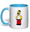 Mug with a colored handle Homer is a Ukrainian sky-blue фото