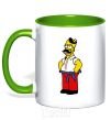 Mug with a colored handle Homer is a Ukrainian kelly-green фото