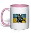 Mug with a colored handle Defender light-pink фото