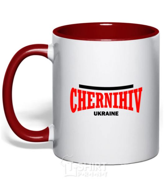 Mug with a colored handle Chernihiv Ukraine red фото