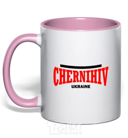 Mug with a colored handle Chernihiv Ukraine light-pink фото