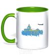 Mug with a colored handle Chernigov is the capital of the world kelly-green фото