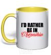 Mug with a colored handle I'd rather be in Chernihiv yellow фото