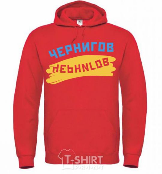 Men`s hoodie Chernigov flag bright-red фото